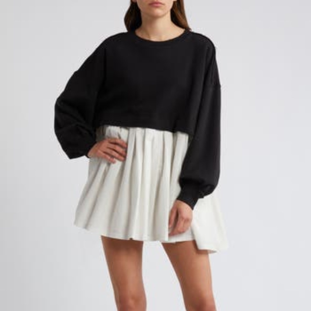 Free People Eleanor Sweatshirt Dress In Tempest Combo